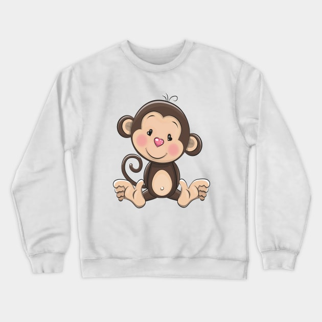 Monkey Cute Kawaii Cartoon Crewneck Sweatshirt by ProjectX23Red